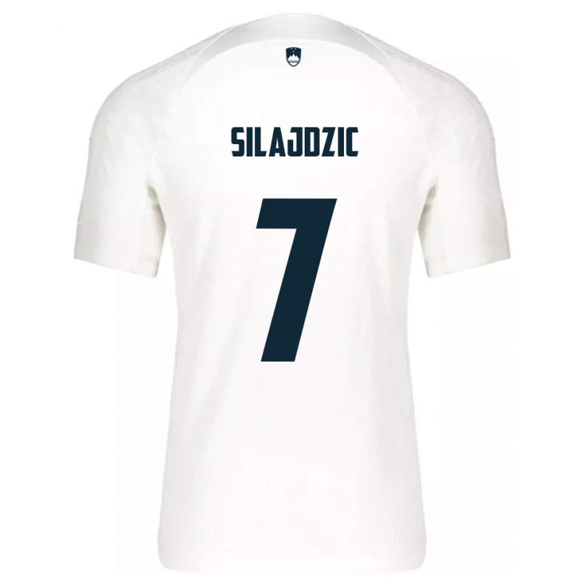 Bambino Maglia Slovenia Riad Silajdzic #7 Bianco Kit Gara Home 24-26 Maglietta