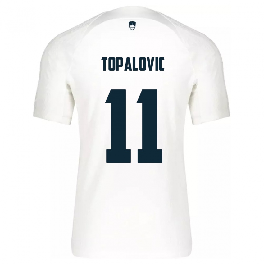 Bambino Maglia Slovenia Luka Topalovic #11 Bianco Kit Gara Home 24-26 Maglietta