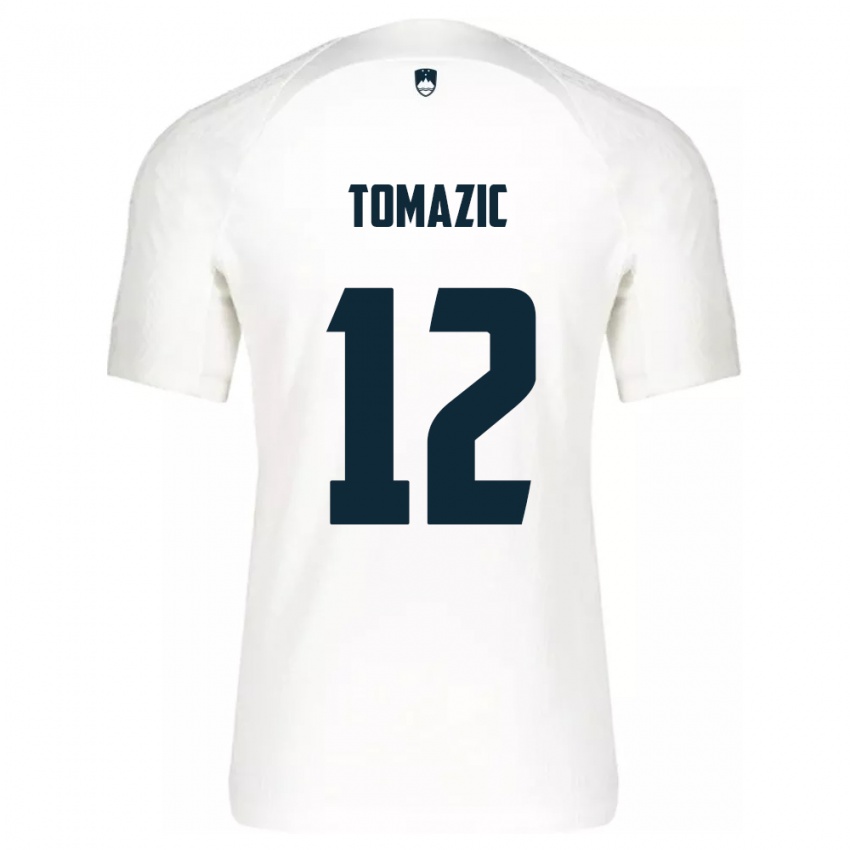 Bambino Maglia Slovenia Lukas Tomazic #12 Bianco Kit Gara Home 24-26 Maglietta