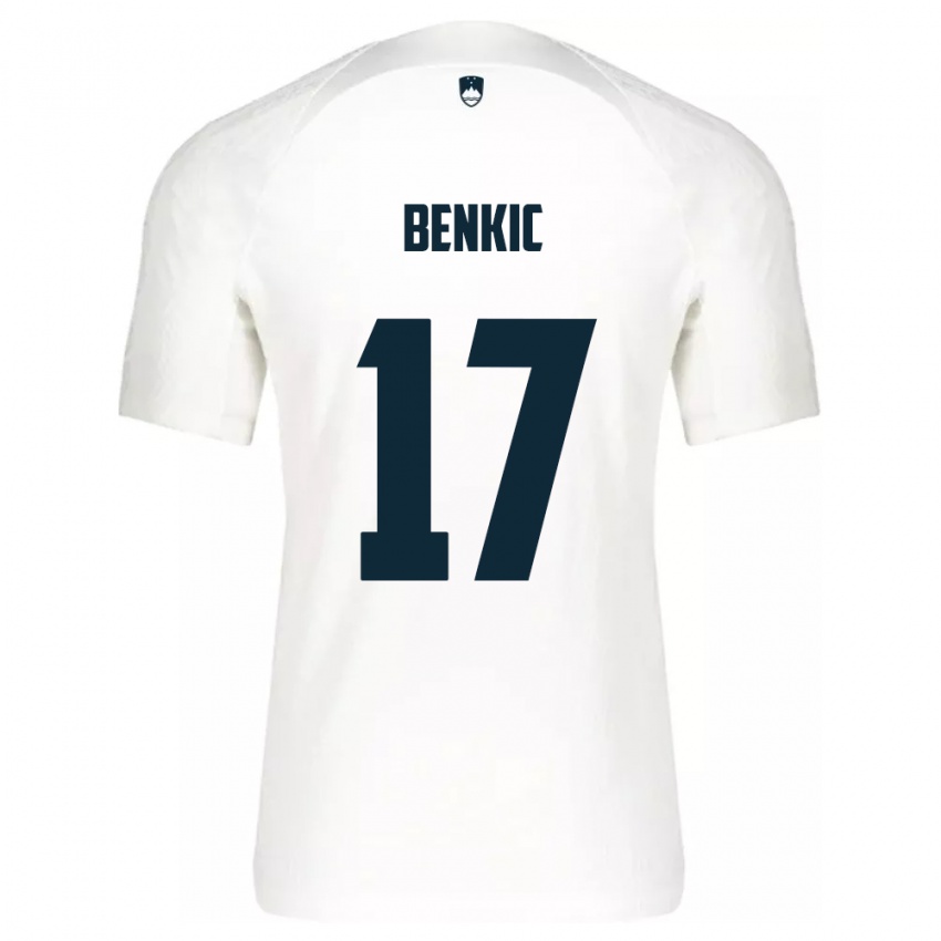 Bambino Maglia Slovenia Kevin Benkic #17 Bianco Kit Gara Home 24-26 Maglietta