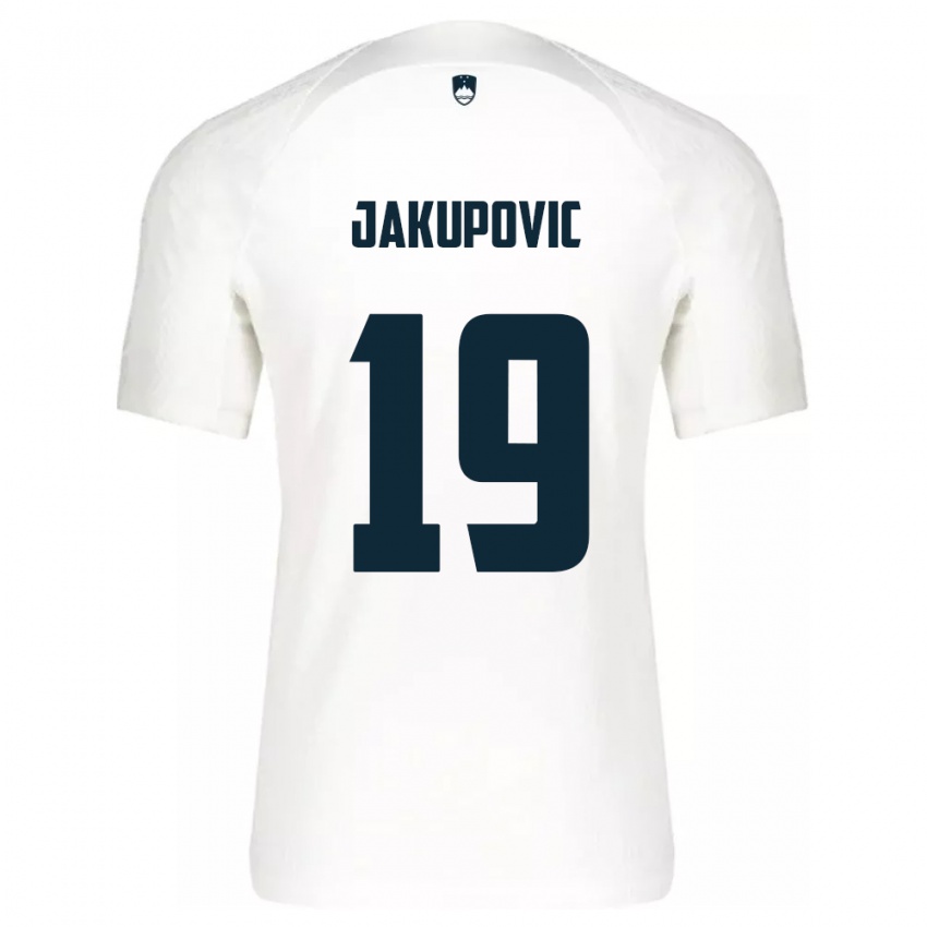 Bambino Maglia Slovenia Aldin Jakupovic #19 Bianco Kit Gara Home 24-26 Maglietta