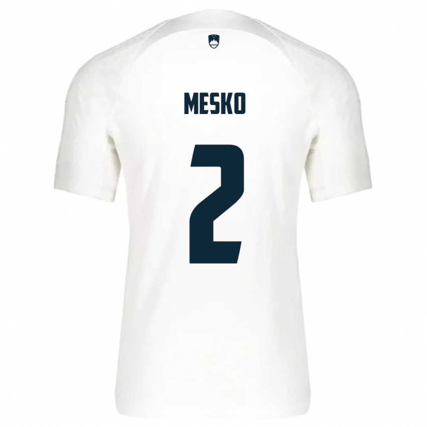 Bambino Maglia Slovenia Zan Mesko #2 Bianco Kit Gara Home 24-26 Maglietta