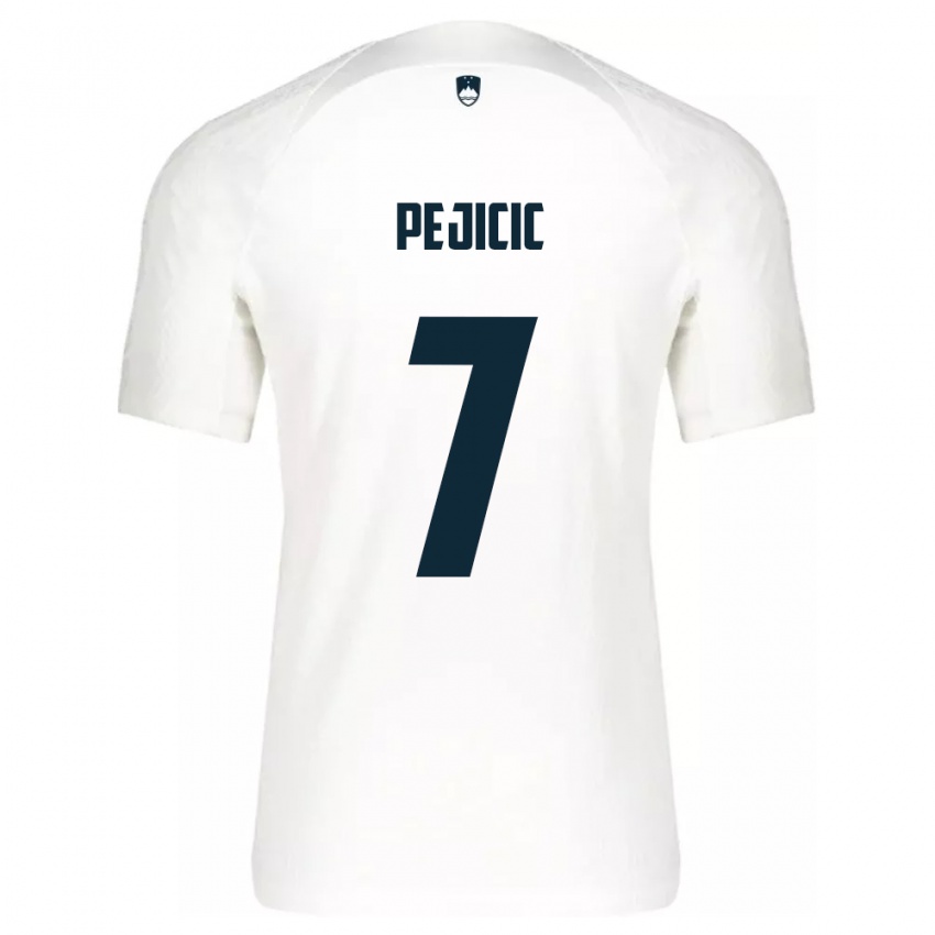 Bambino Maglia Slovenia David Pejičić #7 Bianco Kit Gara Home 24-26 Maglietta