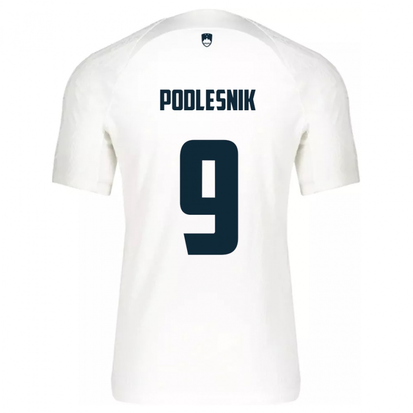 Bambino Maglia Slovenia Nik Podlesnik #9 Bianco Kit Gara Home 24-26 Maglietta