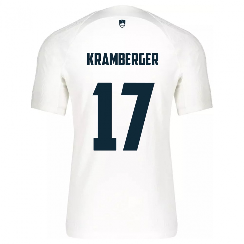 Bambino Maglia Slovenia Enej Kramberger #17 Bianco Kit Gara Home 24-26 Maglietta