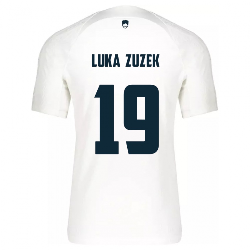 Bambino Maglia Slovenia Zan Luka Zuzek #19 Bianco Kit Gara Home 24-26 Maglietta