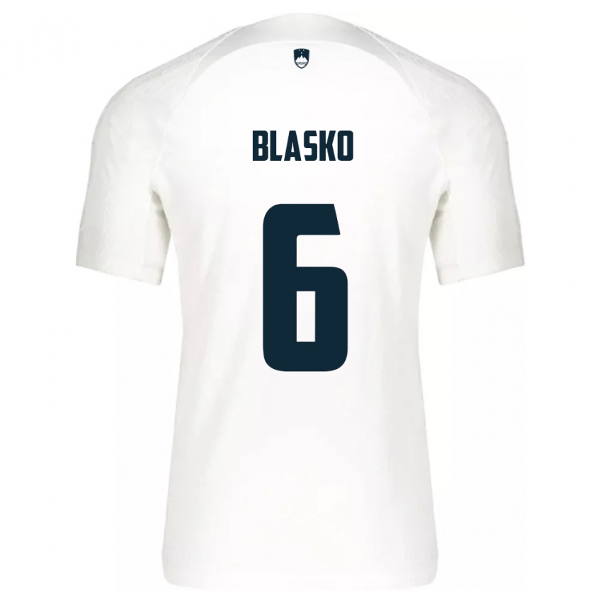 Bambino Maglia Slovenia Svit Blasko #6 Bianco Kit Gara Home 24-26 Maglietta