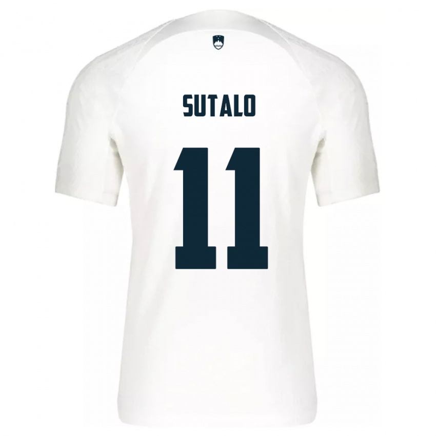 Bambino Maglia Slovenia Aleksej Sutalo #11 Bianco Kit Gara Home 24-26 Maglietta