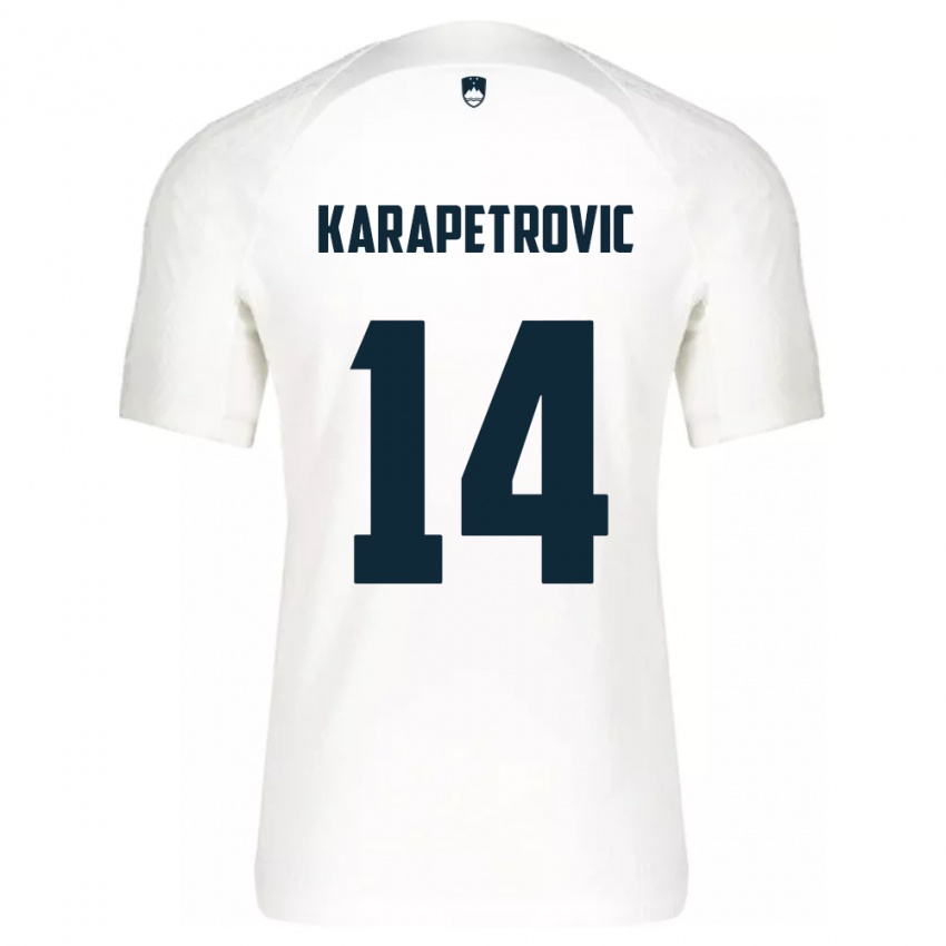 Bambino Maglia Slovenia Luka Karapetrovic #14 Bianco Kit Gara Home 24-26 Maglietta