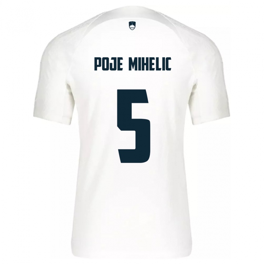 Bambino Maglia Slovenia Naja Poje Mihelič #5 Bianco Kit Gara Home 24-26 Maglietta