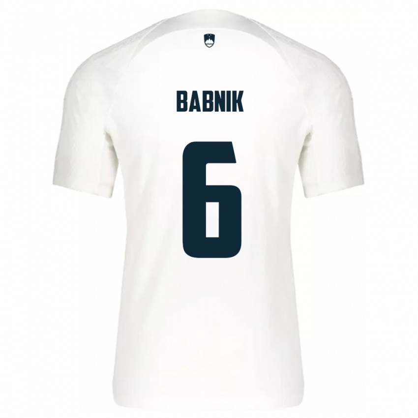 Bambino Maglia Slovenia Nika Babnik #6 Bianco Kit Gara Home 24-26 Maglietta