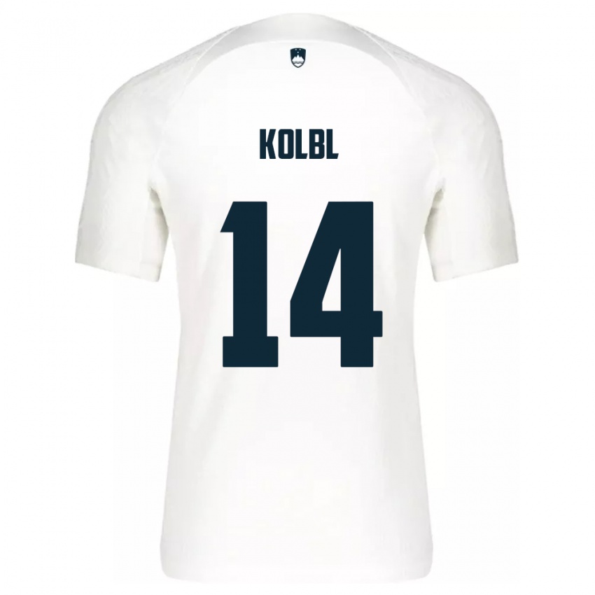 Bambino Maglia Slovenia Špela Kolbl #14 Bianco Kit Gara Home 24-26 Maglietta