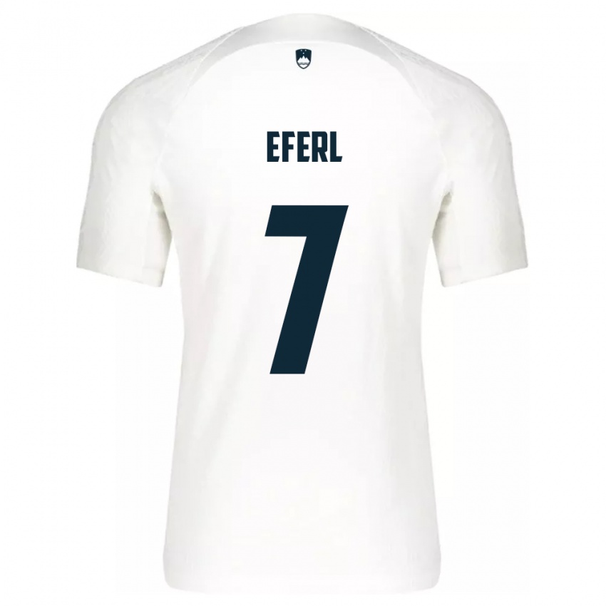 Bambino Maglia Slovenia Anja Eferl #7 Bianco Kit Gara Home 24-26 Maglietta