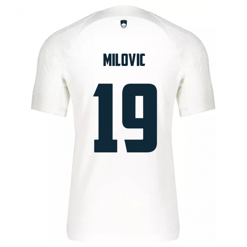 Bambino Maglia Slovenia Ana Milovič #19 Bianco Kit Gara Home 24-26 Maglietta