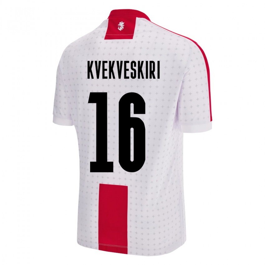 Bambino Maglia Georgia Nika Kvekveskiri #16 Bianco Kit Gara Home 24-26 Maglietta