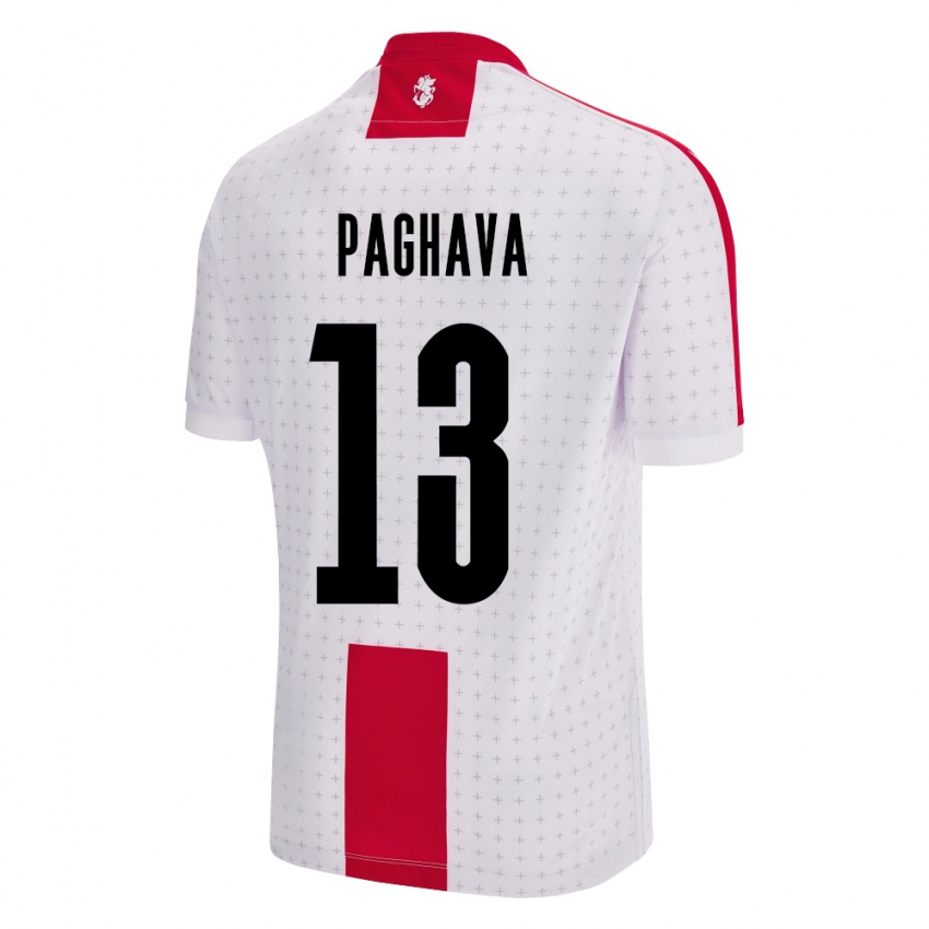 Bambino Maglia Georgia Davit Paghava #13 Bianco Kit Gara Home 24-26 Maglietta