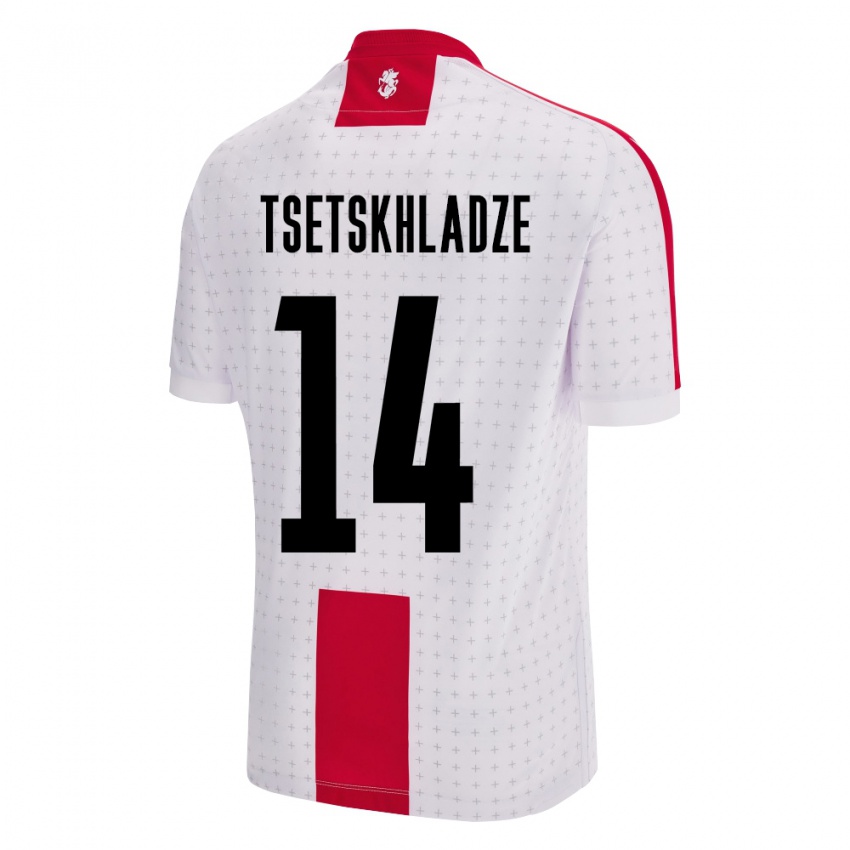 Bambino Maglia Georgia Nikoloz Tsetskhladze #14 Bianco Kit Gara Home 24-26 Maglietta