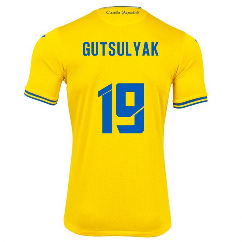 Bambino Maglia Ucraina Oleksiy Gutsulyak #19 Giallo Kit Gara Home 24-26 Maglietta