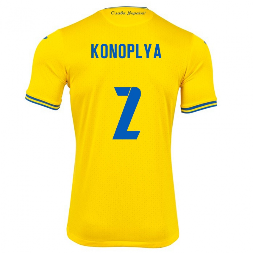 Bambino Maglia Ucraina Yukhym Konoplya #2 Giallo Kit Gara Home 24-26 Maglietta