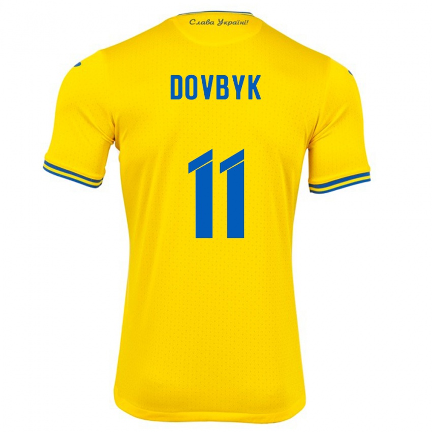 Bambino Maglia Ucraina Artem Dovbyk #11 Giallo Kit Gara Home 24-26 Maglietta