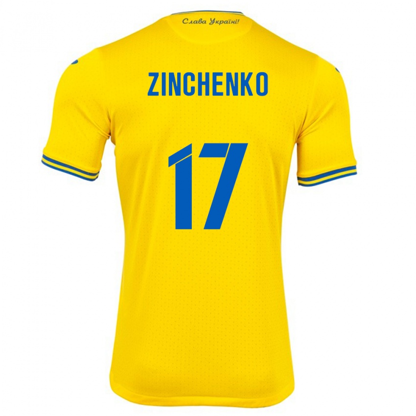 Bambino Maglia Ucraina Oleksandr Zinchenko #17 Giallo Kit Gara Home 24-26 Maglietta