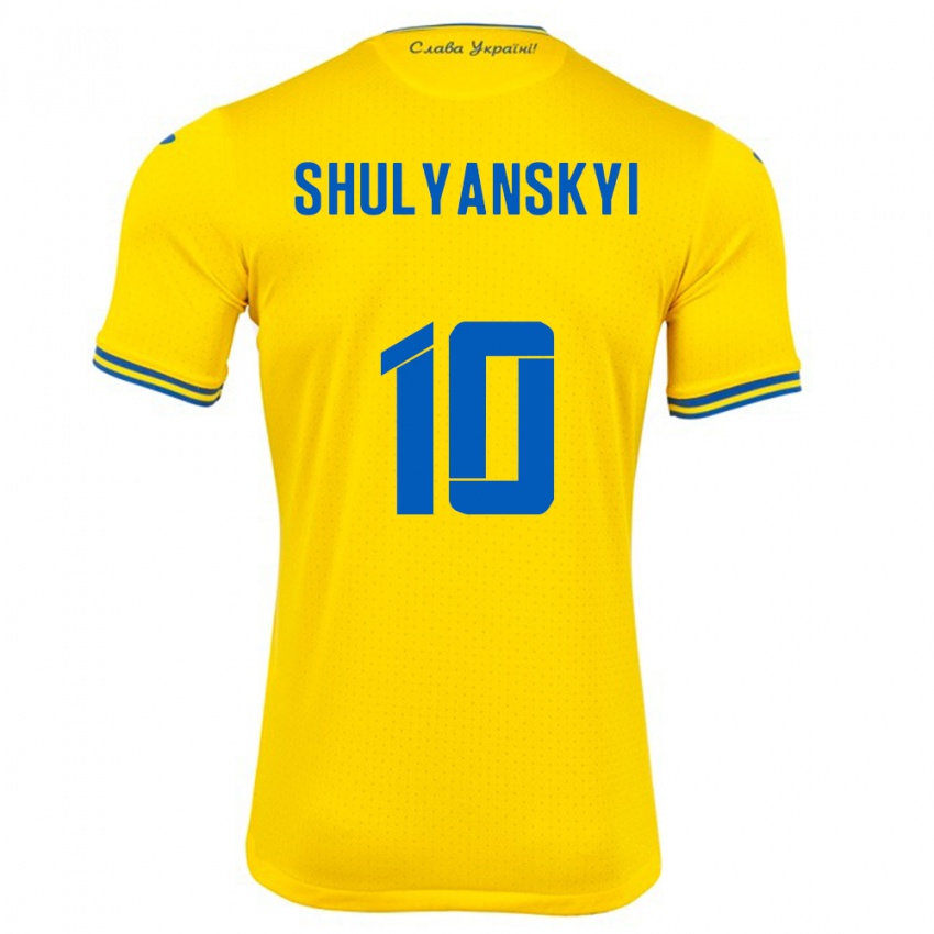 Bambino Maglia Ucraina Artem Shulyanskyi #10 Giallo Kit Gara Home 24-26 Maglietta