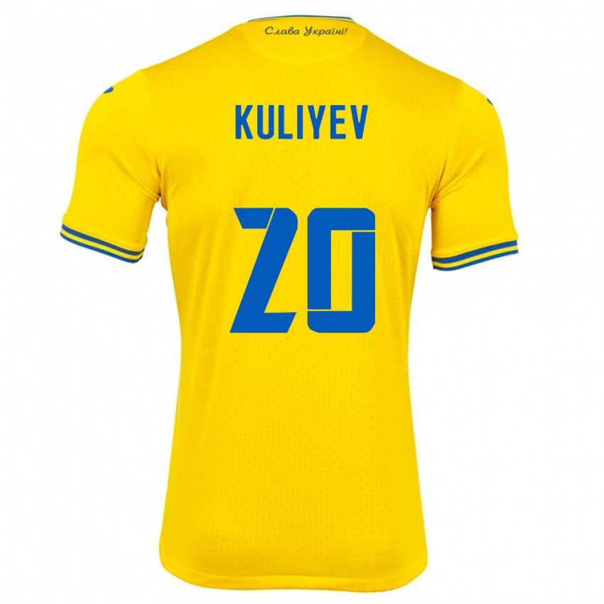 Bambino Maglia Ucraina Eldar Kuliyev #20 Giallo Kit Gara Home 24-26 Maglietta