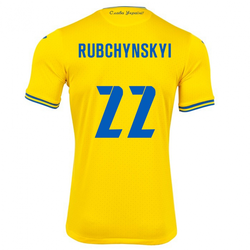 Bambino Maglia Ucraina Valentyn Rubchynskyi #22 Giallo Kit Gara Home 24-26 Maglietta