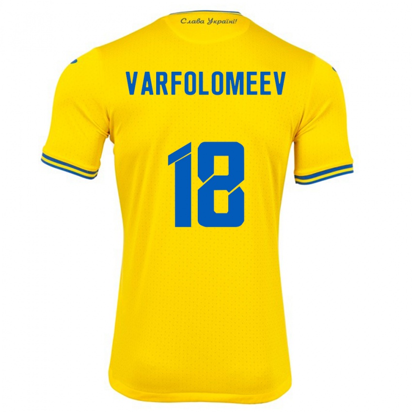 Bambino Maglia Ucraina Ivan Varfolomeev #18 Giallo Kit Gara Home 24-26 Maglietta