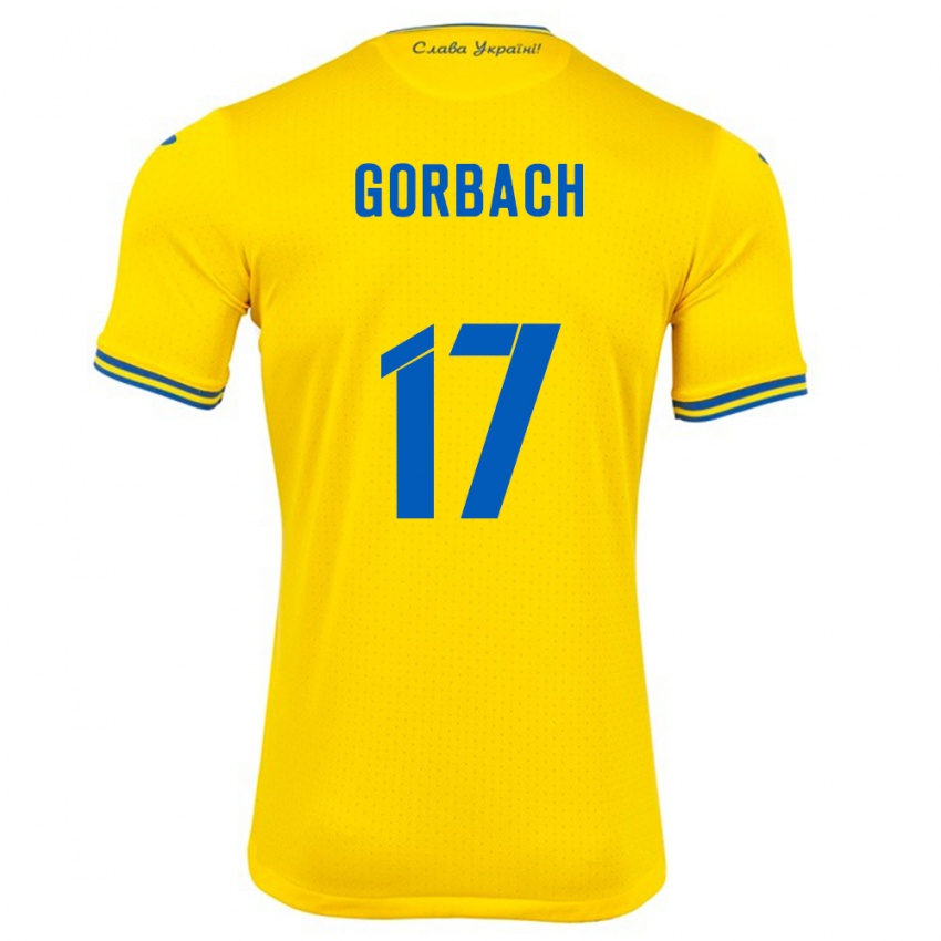 Bambino Maglia Ucraina Igor Gorbach #17 Giallo Kit Gara Home 24-26 Maglietta