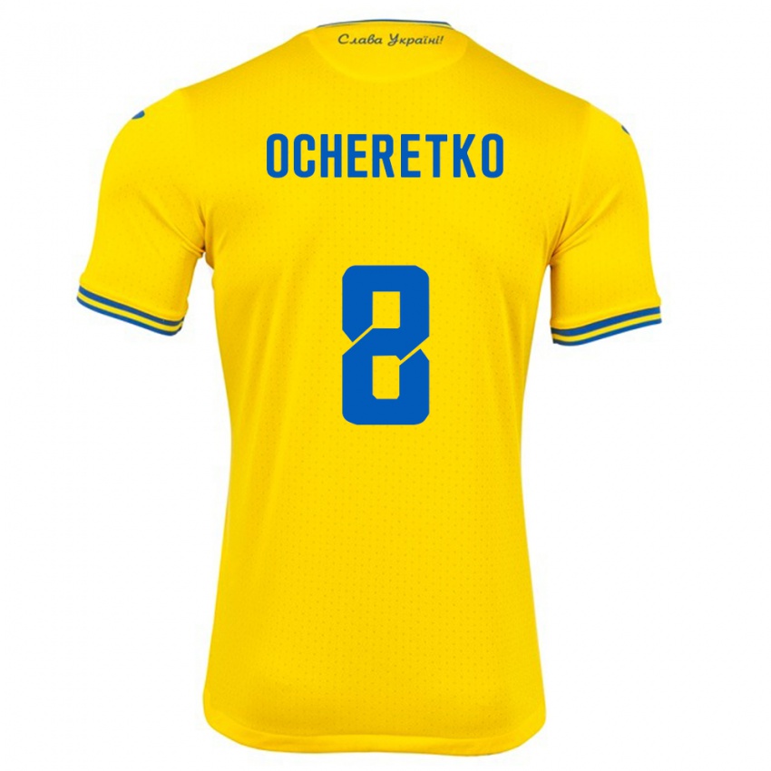 Bambino Maglia Ucraina Oleg Ocheretko #8 Giallo Kit Gara Home 24-26 Maglietta