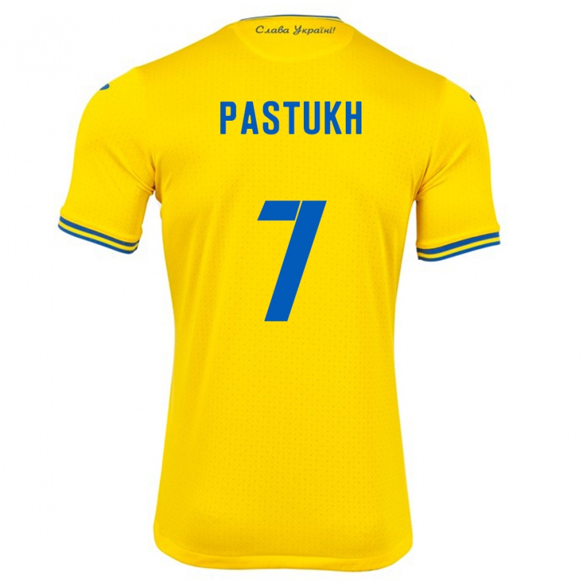 Bambino Maglia Ucraina Yevgeniy Pastukh #7 Giallo Kit Gara Home 24-26 Maglietta