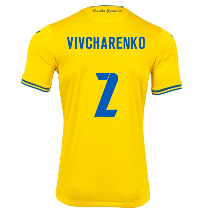 Bambino Maglia Ucraina Kostyantyn Vivcharenko #2 Giallo Kit Gara Home 24-26 Maglietta