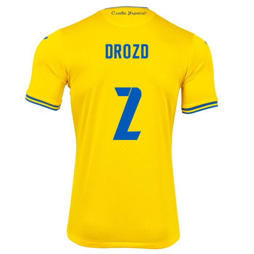 Bambino Maglia Ucraina Anton Drozd #2 Giallo Kit Gara Home 24-26 Maglietta