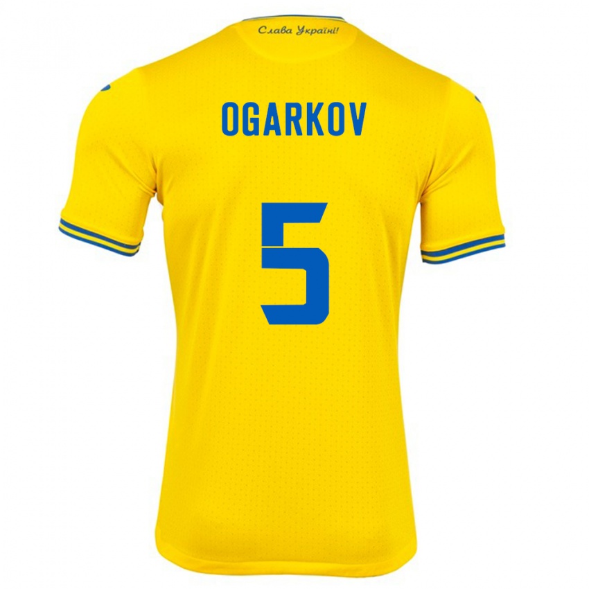 Bambino Maglia Ucraina Mykola Ogarkov #5 Giallo Kit Gara Home 24-26 Maglietta