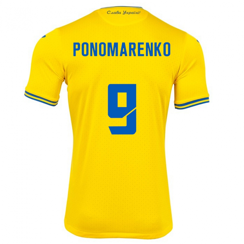 Bambino Maglia Ucraina Matviy Ponomarenko #9 Giallo Kit Gara Home 24-26 Maglietta