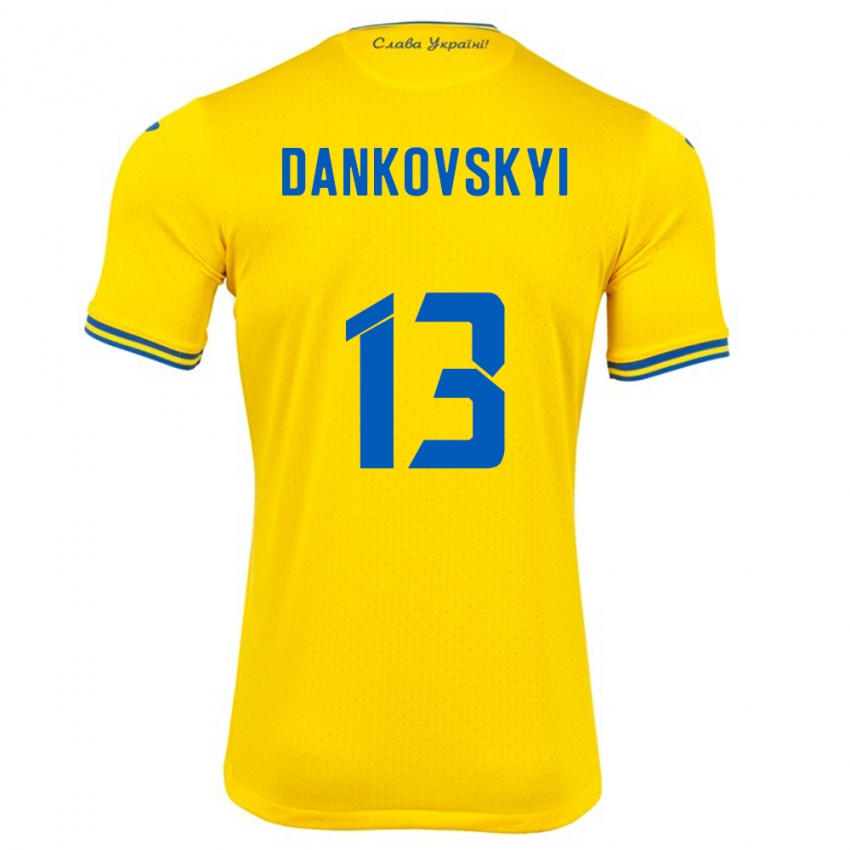 Bambino Maglia Ucraina Yegor Dankovskyi #13 Giallo Kit Gara Home 24-26 Maglietta