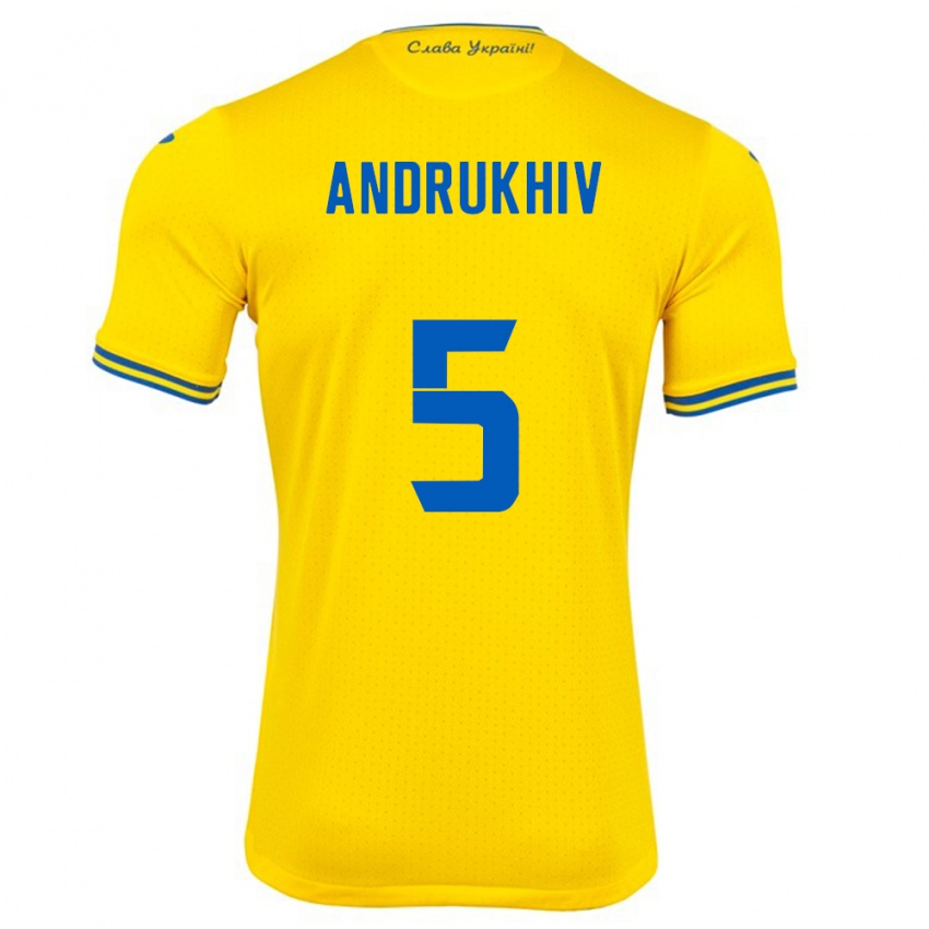 Bambino Maglia Ucraina Veronika Andrukhiv #5 Giallo Kit Gara Home 24-26 Maglietta