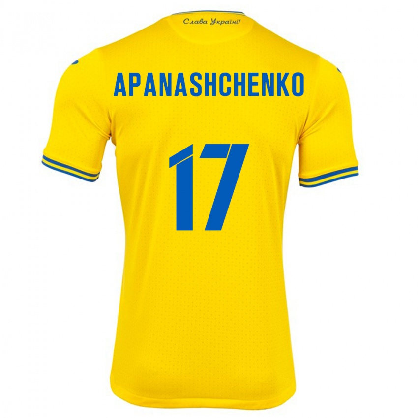 Bambino Maglia Ucraina Daryna Apanashchenko #17 Giallo Kit Gara Home 24-26 Maglietta