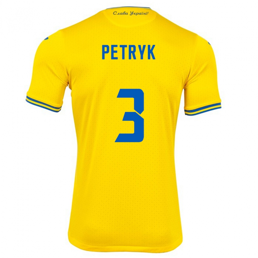 Bambino Maglia Ucraina Anna Petryk #3 Giallo Kit Gara Home 24-26 Maglietta