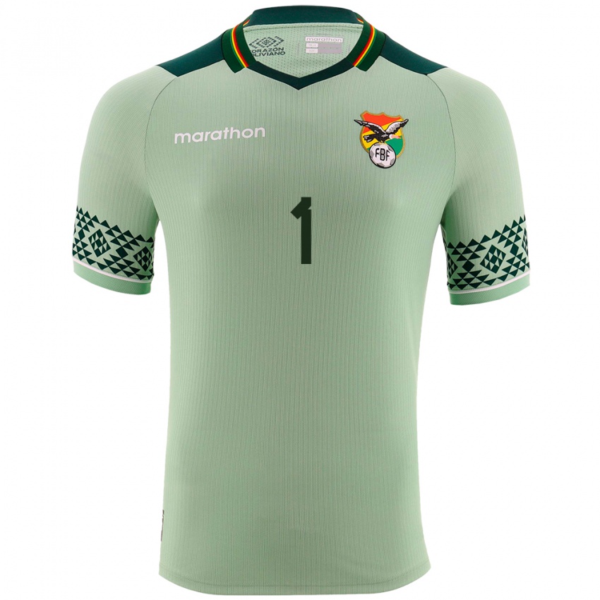 Bambino Maglia Bolivia Victor De Souza #1 Verde Chiaro Kit Gara Home 24-26 Maglietta