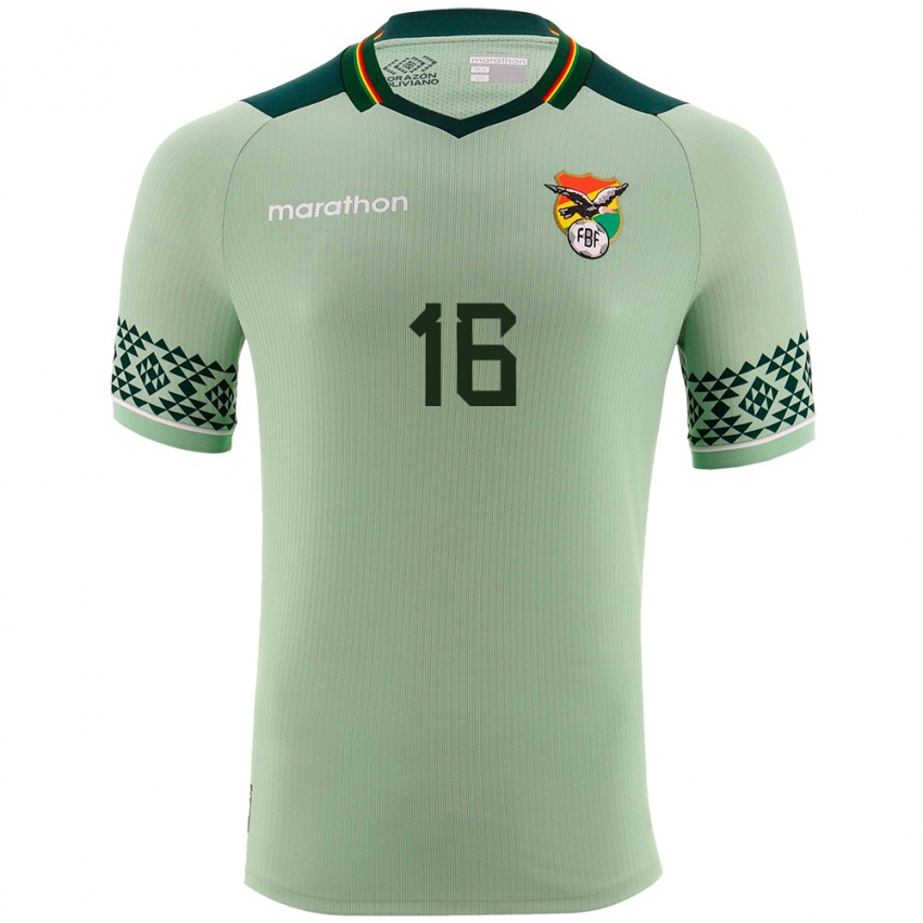 Bambino Maglia Bolivia Samantha Alurralde #16 Verde Chiaro Kit Gara Home 24-26 Maglietta