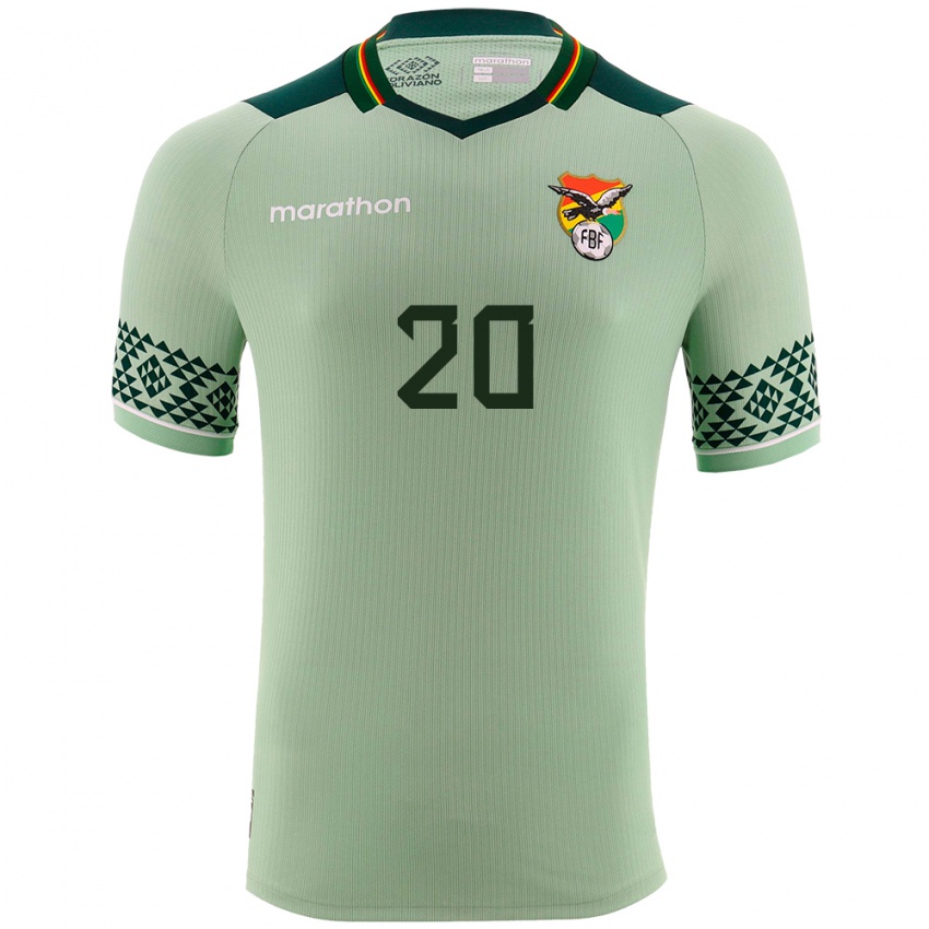 Bambino Maglia Bolivia Bernardo Loroño #20 Verde Chiaro Kit Gara Home 24-26 Maglietta