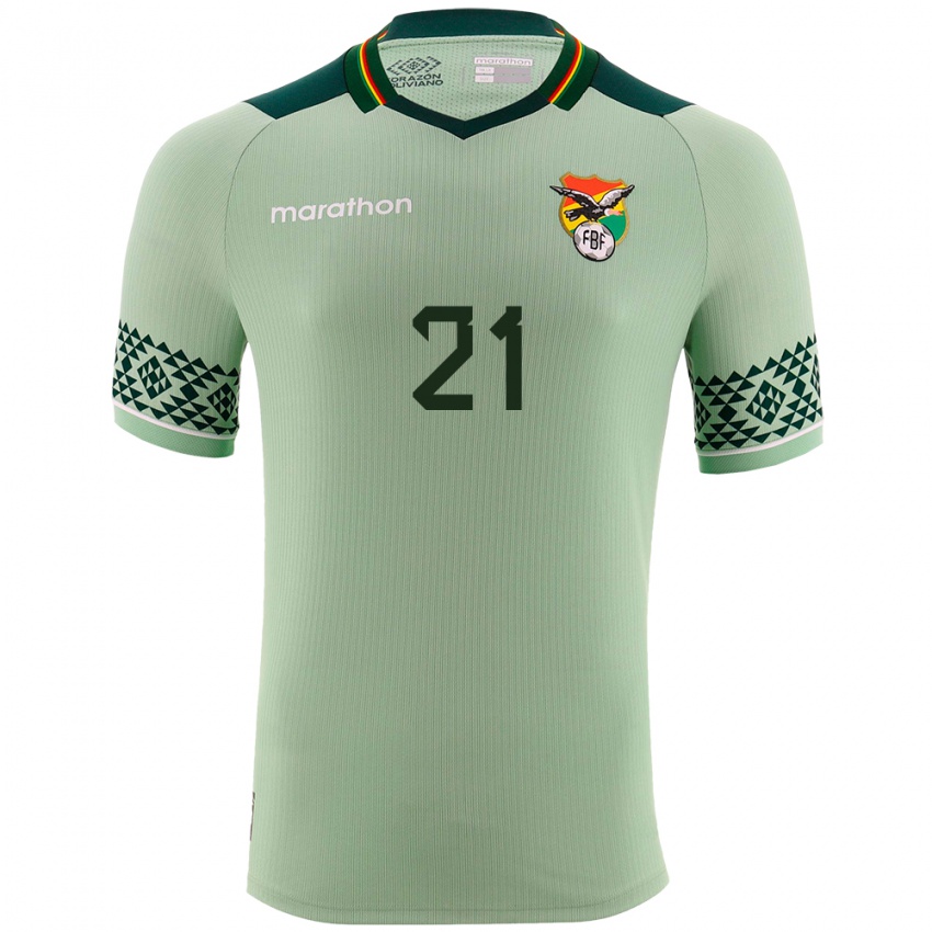 Bambino Maglia Bolivia José Sagredo #21 Verde Chiaro Kit Gara Home 24-26 Maglietta