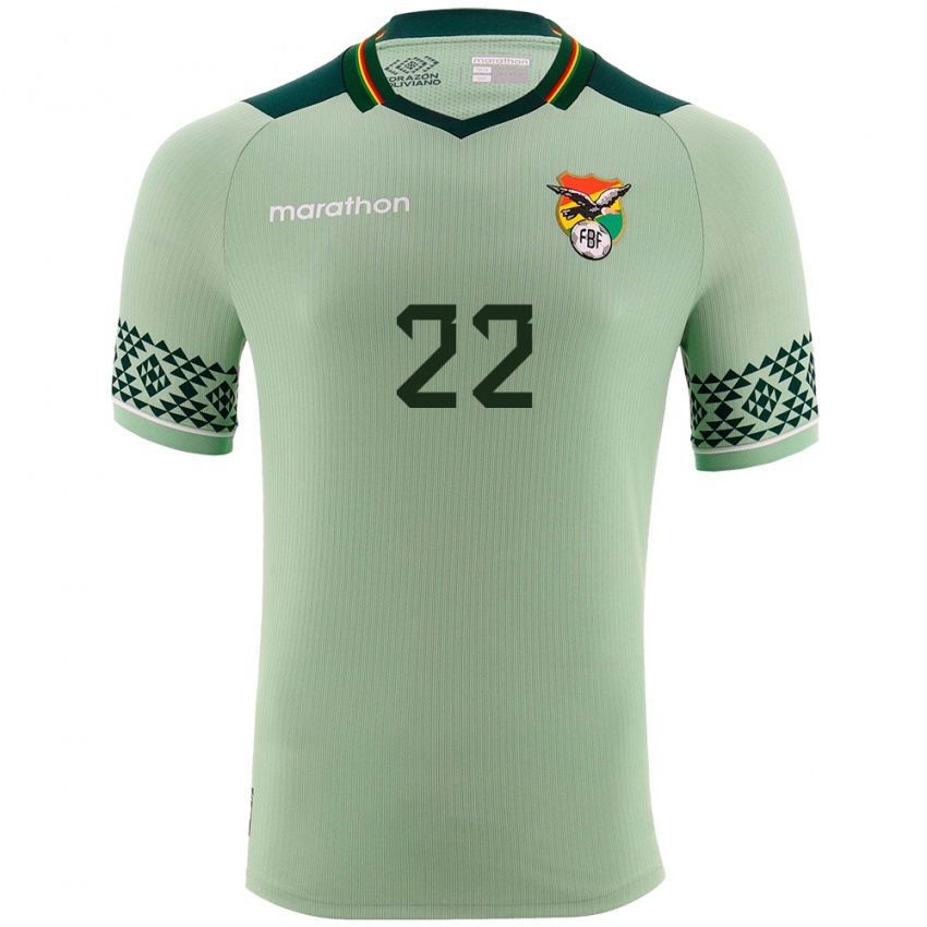 Bambino Maglia Bolivia Gonzalo Mendoza #22 Verde Chiaro Kit Gara Home 24-26 Maglietta