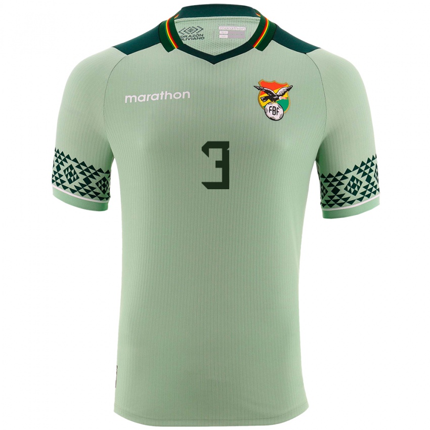 Bambino Maglia Bolivia Iván Molina #3 Verde Chiaro Kit Gara Home 24-26 Maglietta