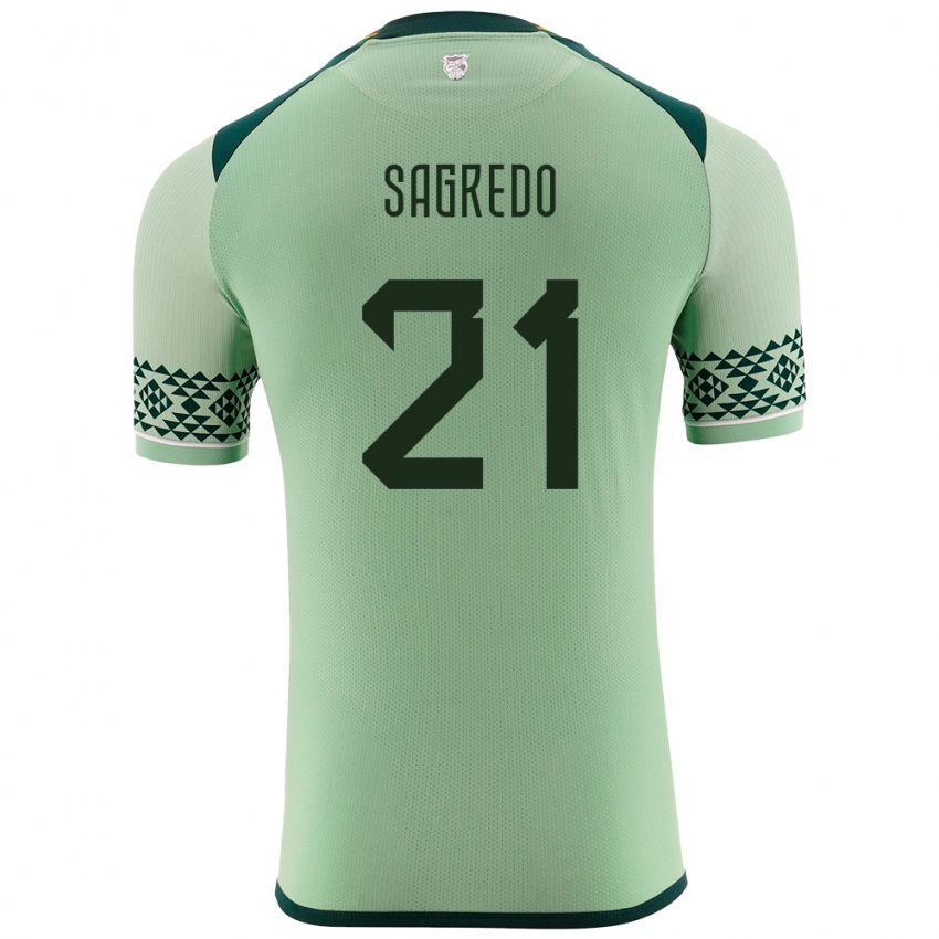 Bambino Maglia Bolivia José Sagredo #21 Verde Chiaro Kit Gara Home 24-26 Maglietta