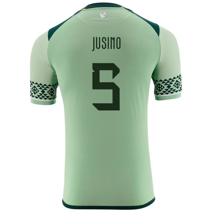 Bambino Maglia Bolivia Adrián Jusino #5 Verde Chiaro Kit Gara Home 24-26 Maglietta