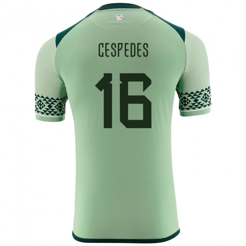 Bambino Maglia Bolivia Boris Céspedes #16 Verde Chiaro Kit Gara Home 24-26 Maglietta