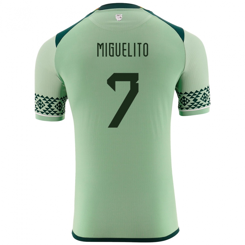 Bambino Maglia Bolivia Miguelito #7 Verde Chiaro Kit Gara Home 24-26 Maglietta